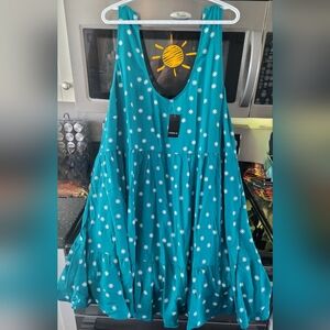 Torrid Teal Mini Dress with White Floral Pattern